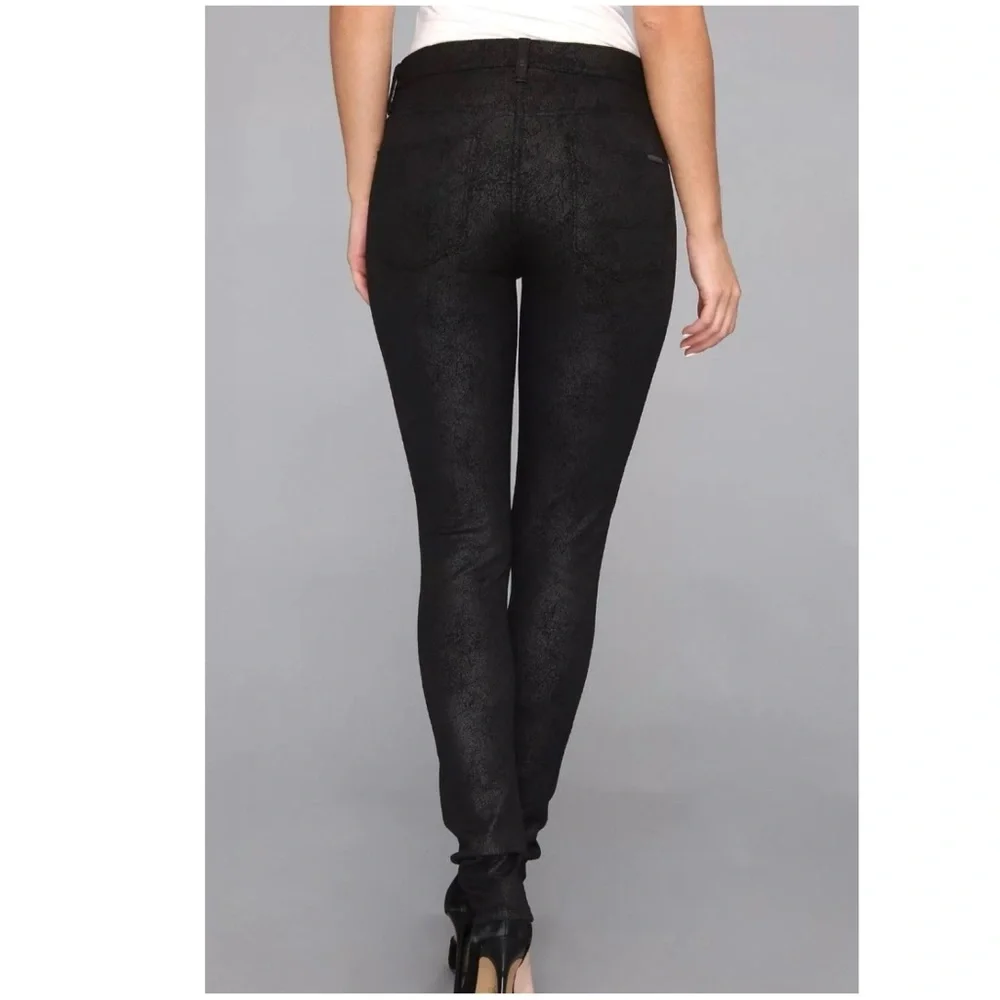 Hudson Black Crackle Ponte Knit Mid Rise Full Length Ankle Skinny Pants 4, 27